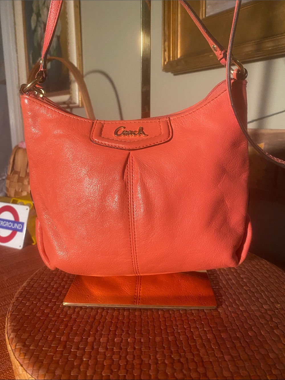 Coach Ashley Leather Swingpack Crossbody Bag F48121 Persimmon Orange